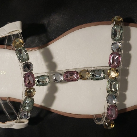 BCBGeneration White with Jewel Embellishment Strap Sandals - Picture 4 of 7